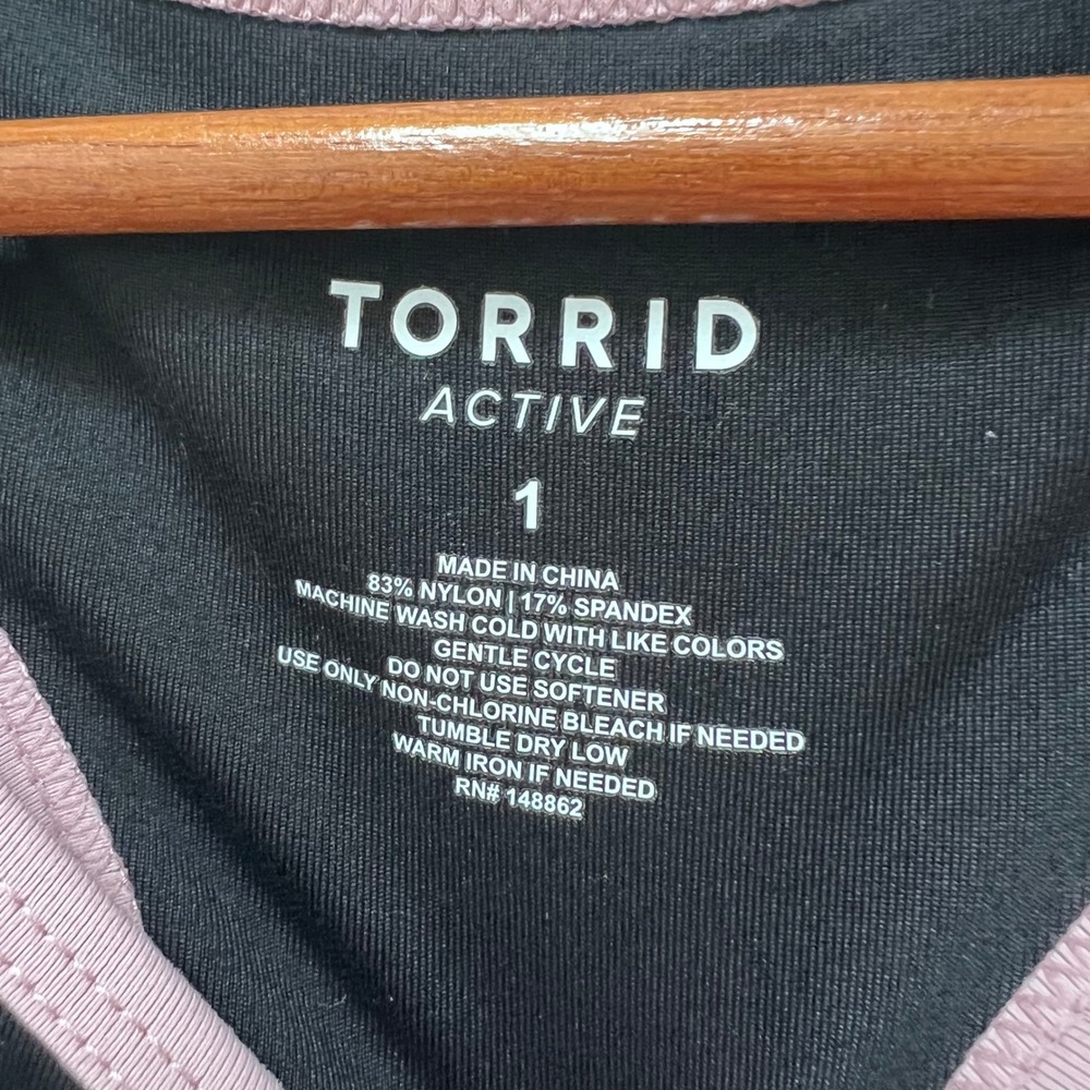 Torrid Active Womens Black Lilac Strappy Racerback Sports Bra Size 1 - Picture 5 of 8